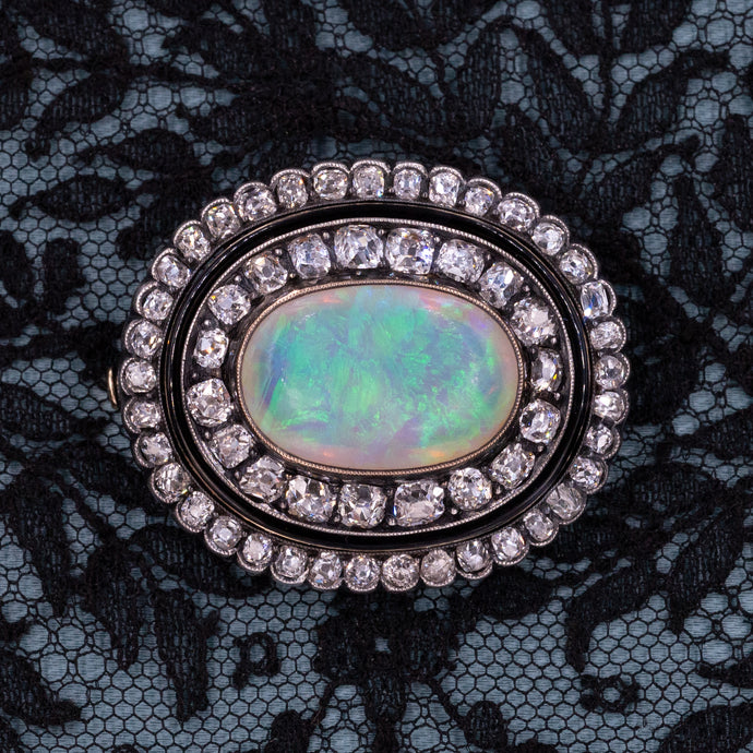 Fine Opal and Diamond Brooch c1880