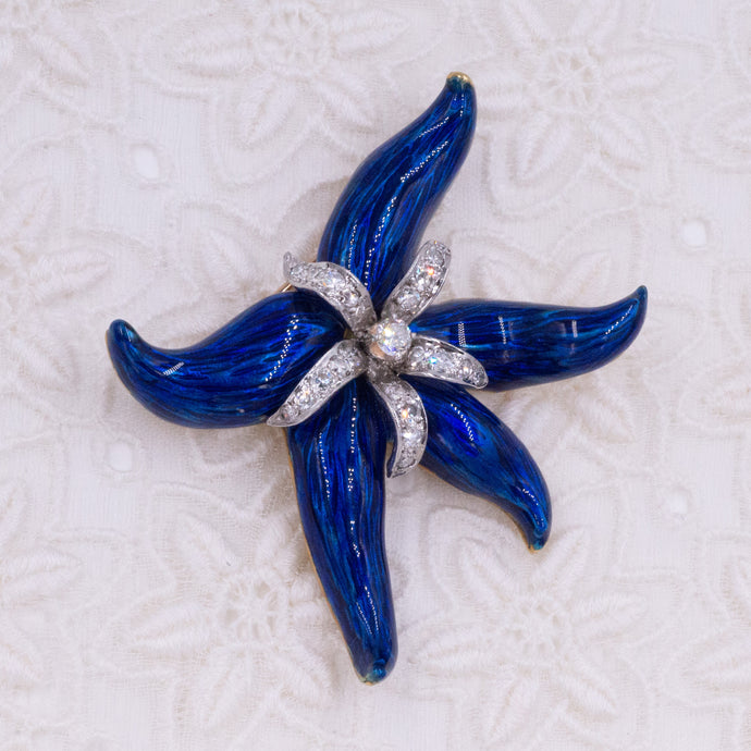 Enamel & Diamond Starfish Brooch c1950