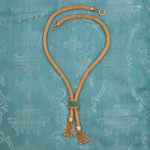 Retro Gold & Turquoise Tassel Necklace c1950