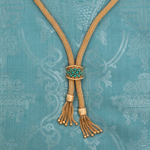 Retro Gold & Turquoise Tassel Necklace c1950