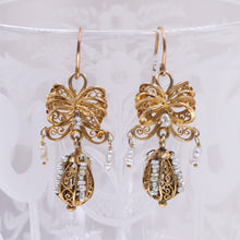 Filigree Earrings with Natural Pearls c1890