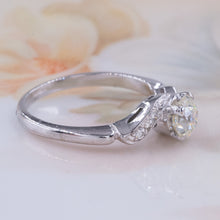 Antique Recut Diamond Solitaire Wave Ring c1950