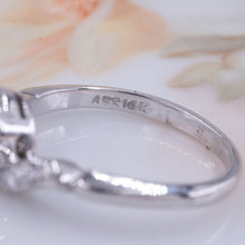 Antique Recut Diamond Solitaire Wave Ring c1950