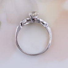 Antique Recut Diamond Solitaire Wave Ring c1950