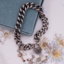Victorian Heart Padlock Sterling Bracelet