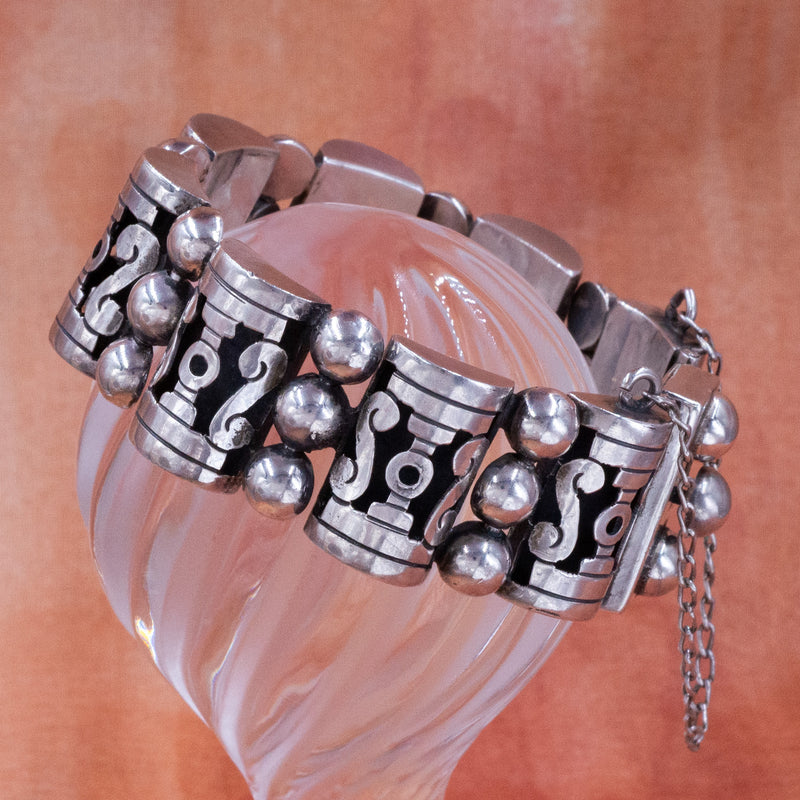 Taxco Shadowbox Link Bracelet c1940 – Pippin Vintage Jewelry