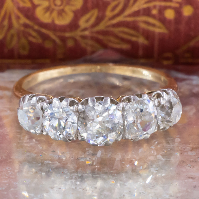 Antique Diamond Five Stone Band c1880