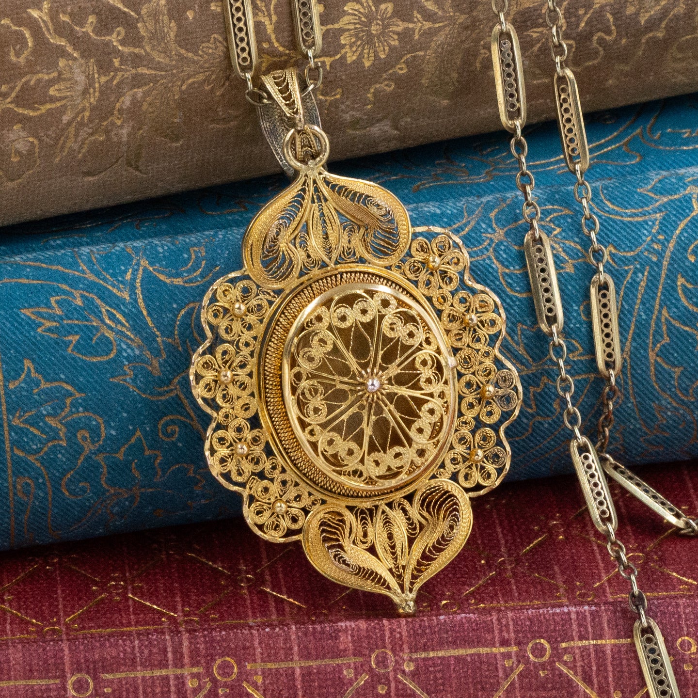 Blanched Gold Filigree Locket