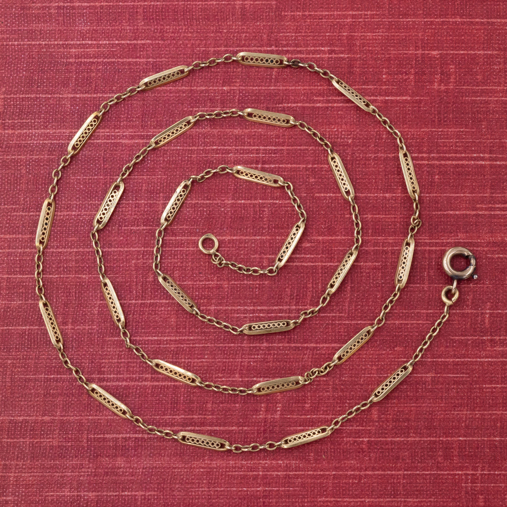 Filigree Bar Link Chain c1930 – Pippin Vintage Jewelry