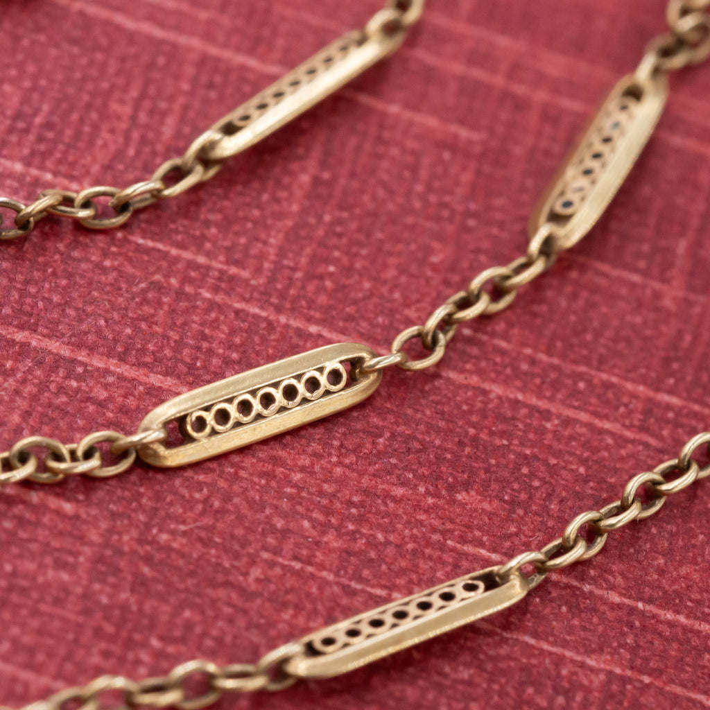 Filigree Bar Link Chain c1930 – Pippin Vintage Jewelry