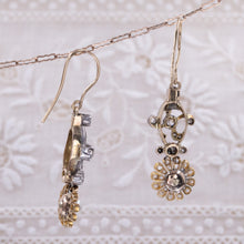 Antique Natural Pearl & Diamond Daisy Drop Earrings