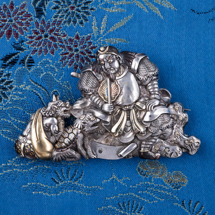 Shakudo Menuki Warrior Brooch