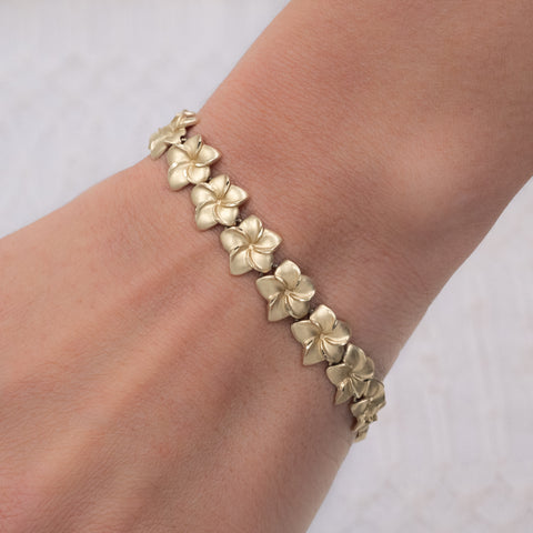 14 Karat Plumeria Flower Bracelet