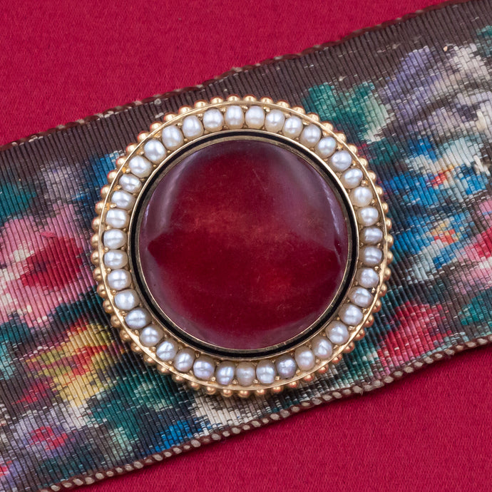 Memorial Locket Watch Pin c1880