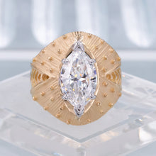 Bold Gold Antique Marquise Diamond Solitaire Ring
