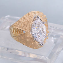Bold Gold Antique Marquise Diamond Solitaire Ring