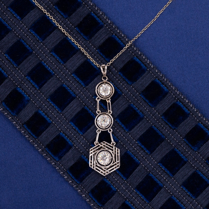 Art Deco Triple Diamond Drop Pendant