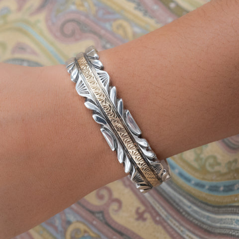 Native American Sterling & 14 Karat Cuff