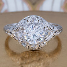 Edwardian Carved Platinum Ring c1910