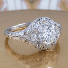 Edwardian Carved Platinum Ring c1910