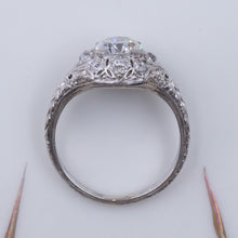 Edwardian Carved Platinum Ring c1910