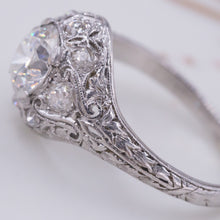 Edwardian Carved Platinum Ring c1910