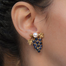 Retro-Era Burmese Sapphire Grapevine Earrings