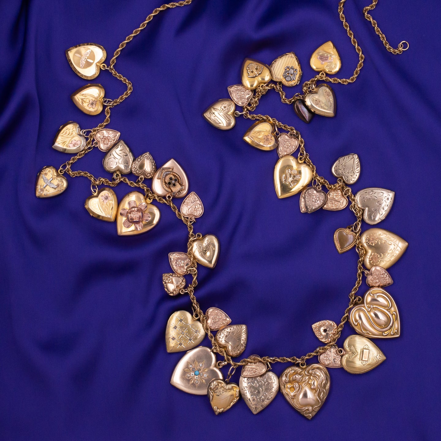 Antique Heart Locket Collection Necklace