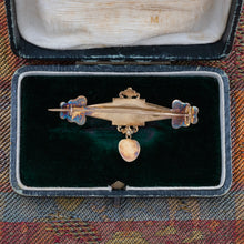 Georgian Garnet & Turquoise Bar Pin in Original Box