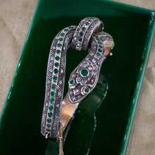 Georgian Revival Diamond & Emerald Snake Bangle