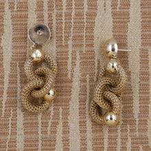 Gold Mesh-Link Drop Earrings c1980