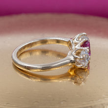 Ruby & Old Mine Diamond Three Stone Ring