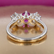 Ruby & Old Mine Diamond Three Stone Ring