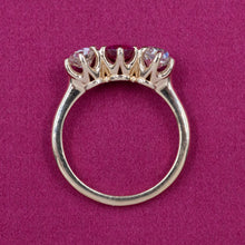 Ruby & Old Mine Diamond Three Stone Ring