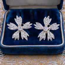 Fine Diamond Flower Earrings c1930