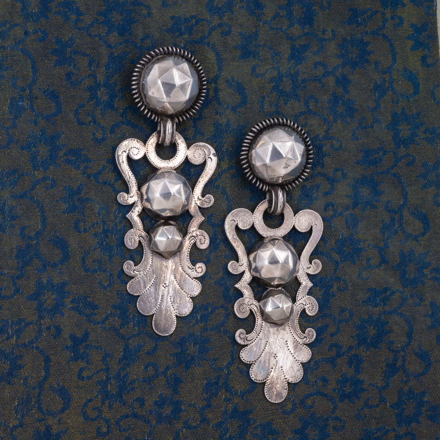 Antique Faceted Steel Statement Earrings