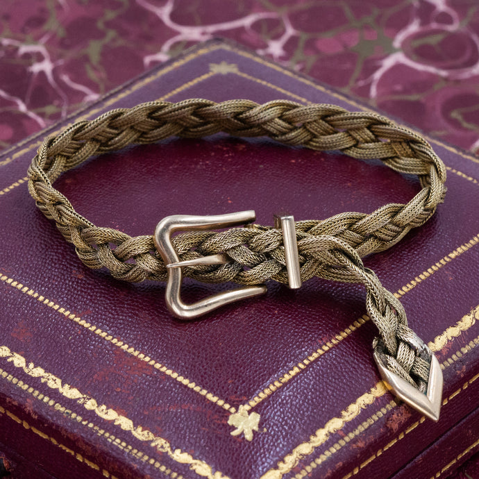 Braided Gold Buckle Bracelet c1910