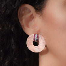 Retro Ruby and Diamond Disk Earrings