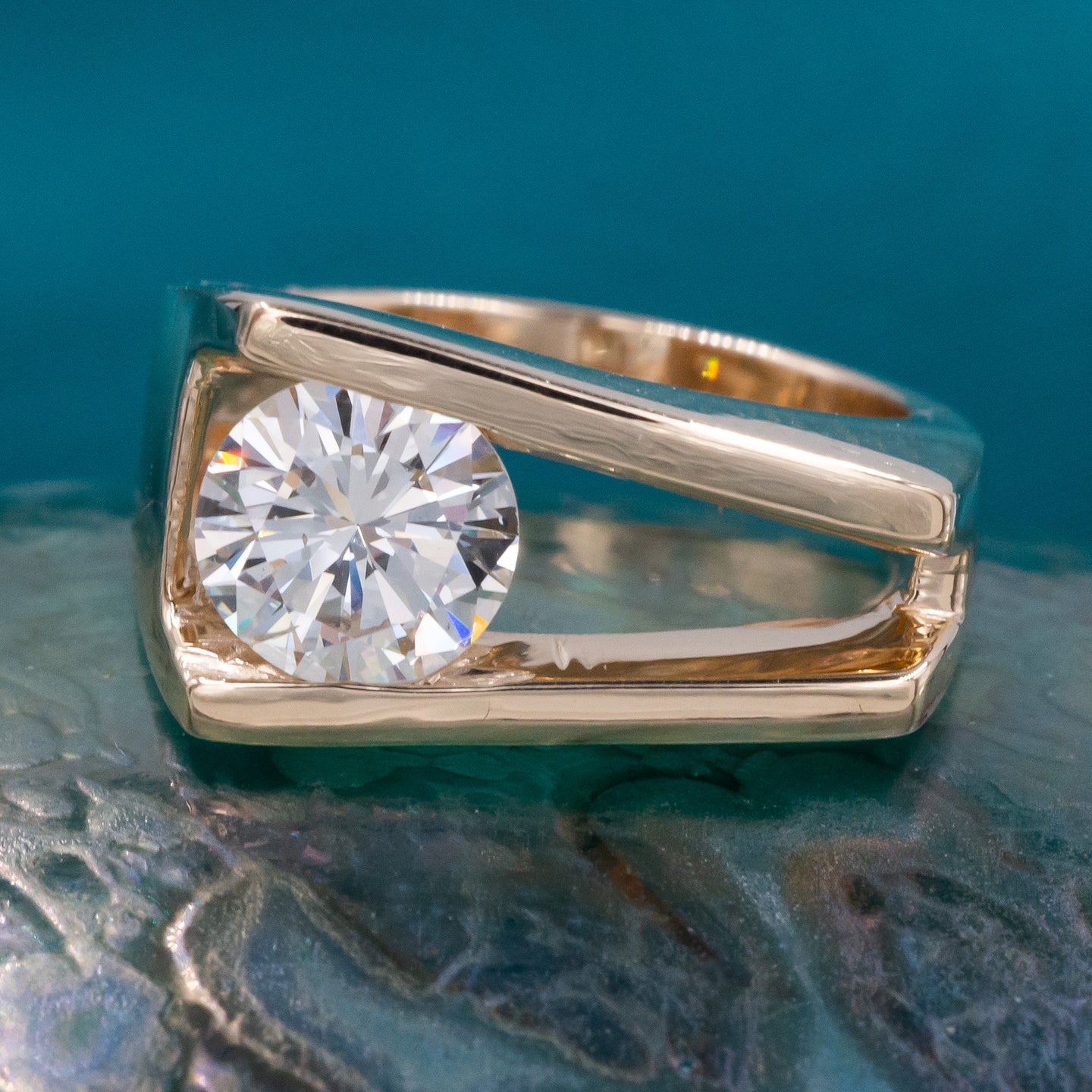 Tension-Set 1.48 Carat Diamond Solitaire Ring c1980