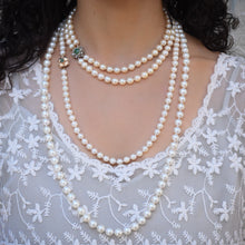 Pearl Double Strand with Jade Clasp c1950