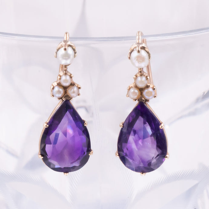 Amethyst & Pearl Earrings c1910