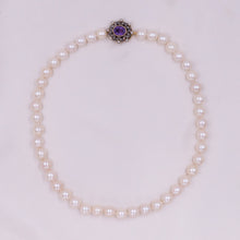 Pearl Necklace with Amethyst Clasp c1930