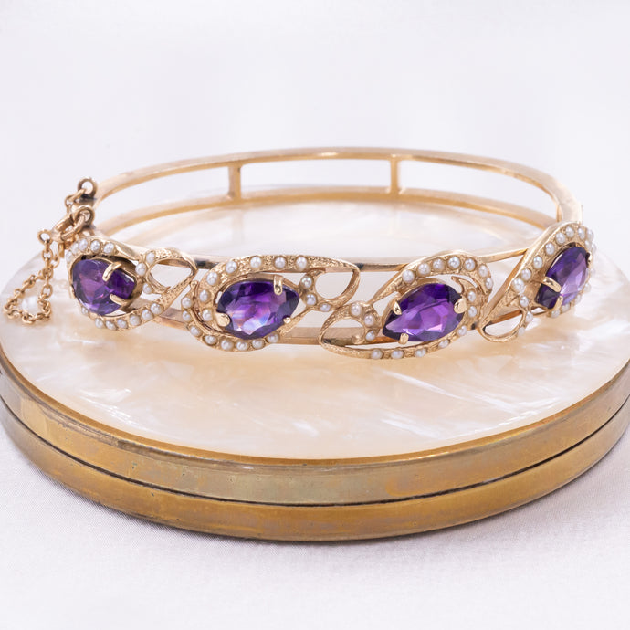 Amethyst & Seed Pearl Bangle c1940