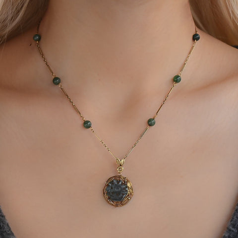 Mid-Century Nephrite Jade Necklace