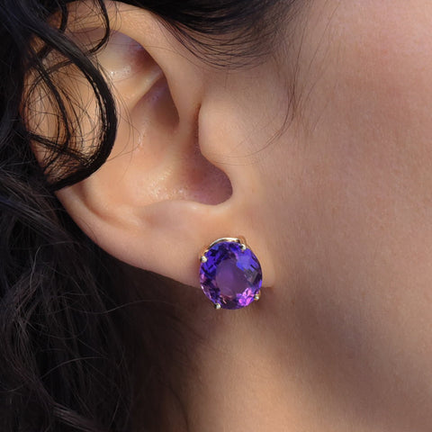 Oval-cut Amethyst Studs