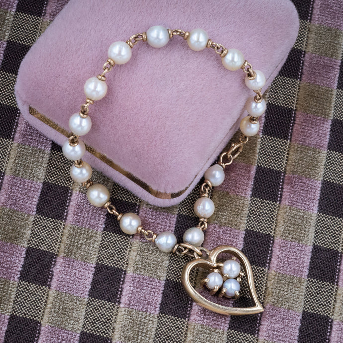 Pearl Bracelet with Witch's Heart Charm c1950