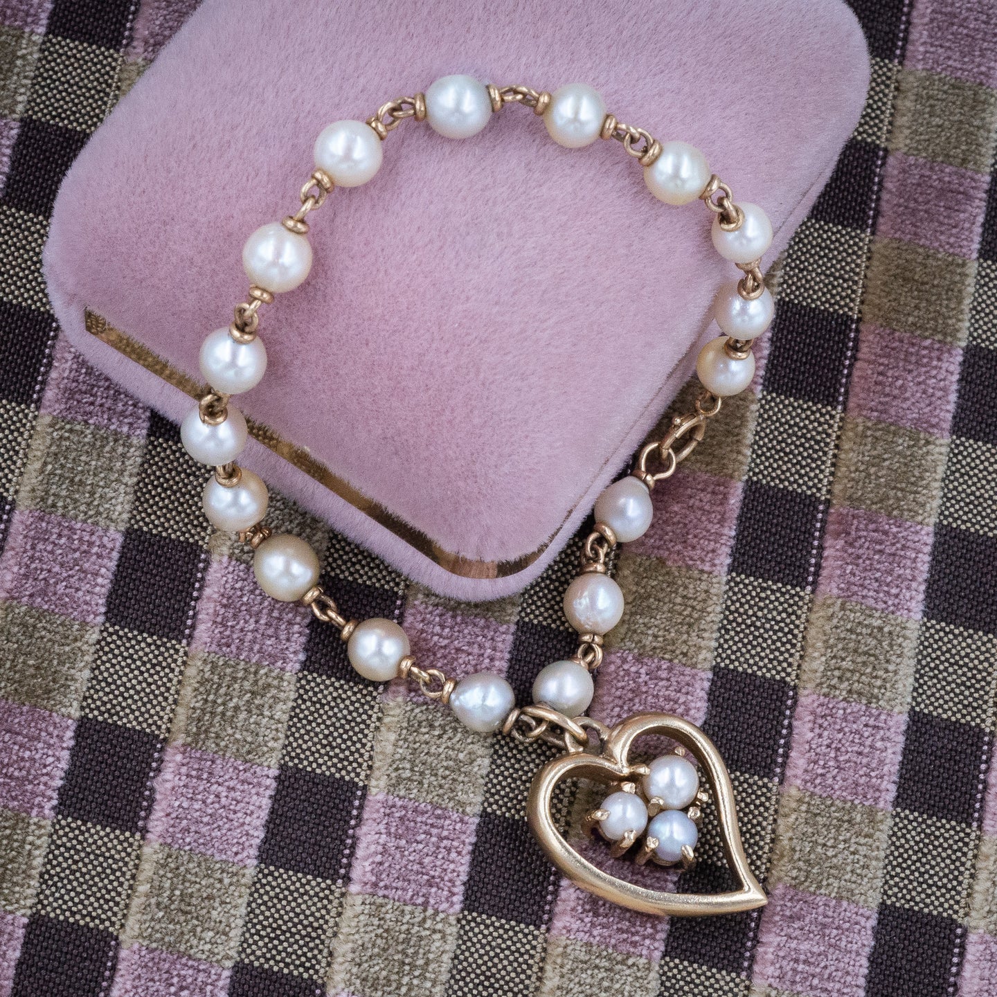 Pearl Bracelet with Witch's Heart Charm c1950