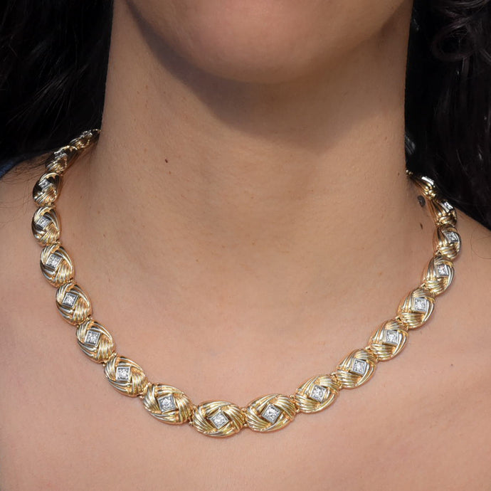 Diamond Two-Tone Collar Necklace c1980