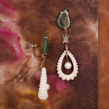Jade, Bone & Pearl Longevity Earrings c1950