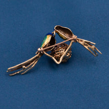 Lovebird's Nest Enamel Brooch c1940